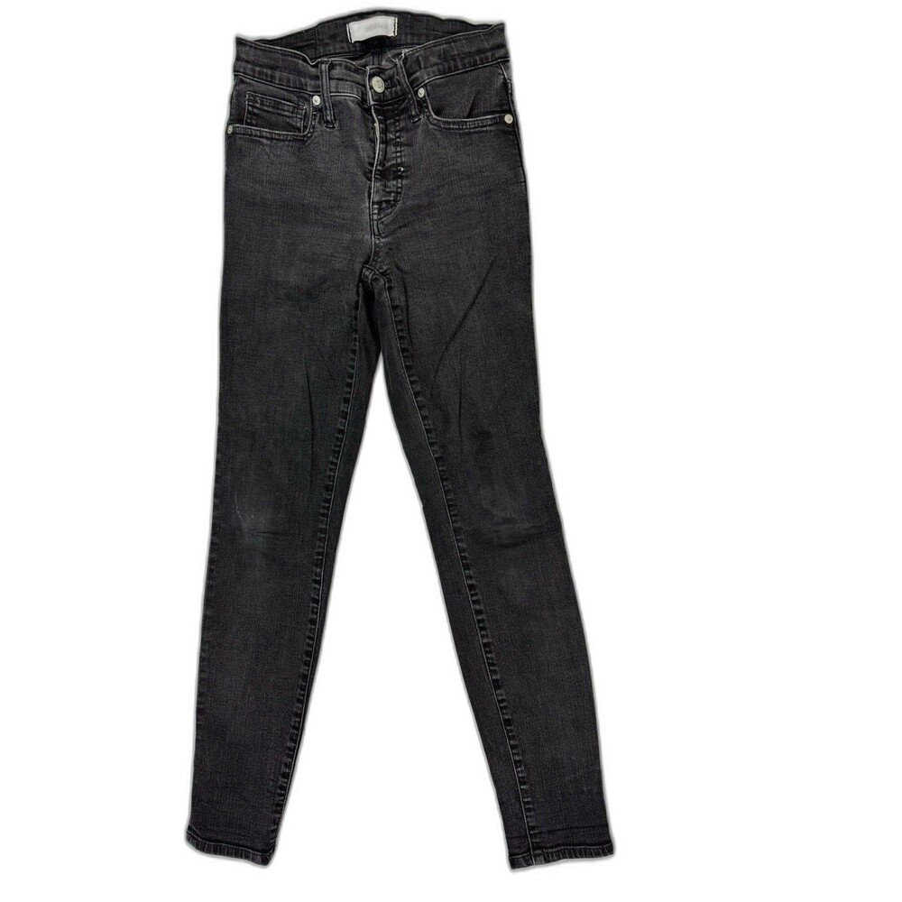 Madewell Size 25 Womens Jeans 9" High Rise Skinny Black Stretch